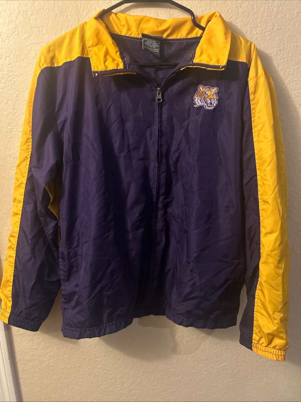 Vintage LSU Windbreaker Jacket Purple Zip Up 90s Retro Sports Sz 12/14